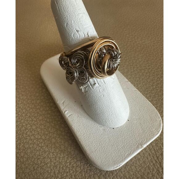 14k Gold Fill Wire ring with Fine Silver wire wrap Size 8 - Picture 2 of 5